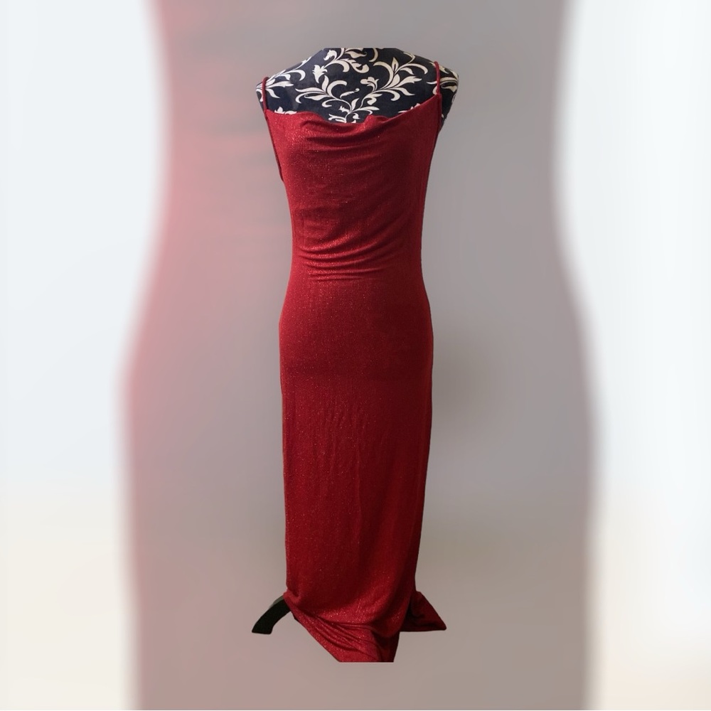 Fashion Nova “Mila Lurex” Maxi Dress Wine Size M - Picture 9 of 15